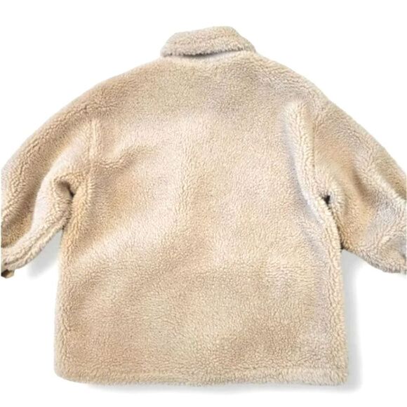 Missguided Borg Aviator Oversized Coat Jacket in Cream Faux Sherpa Size 12 - Picture 10 of 16
